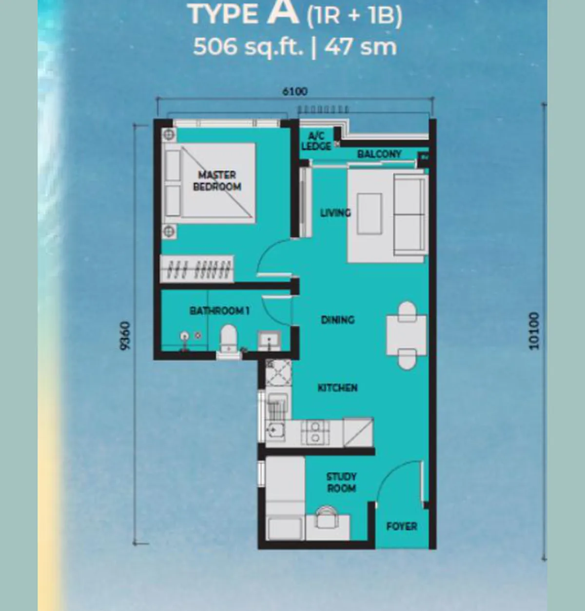 Sea Crestz @ Kuantan Waterfront Resort City floor plan Type A