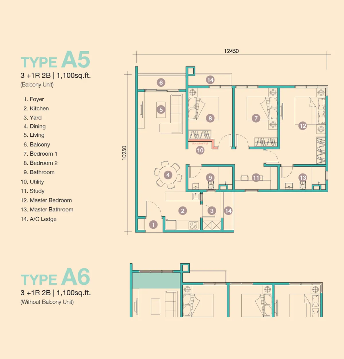 D'Tessera Residences @ Central Park Damansara 户型图 A5 / A6