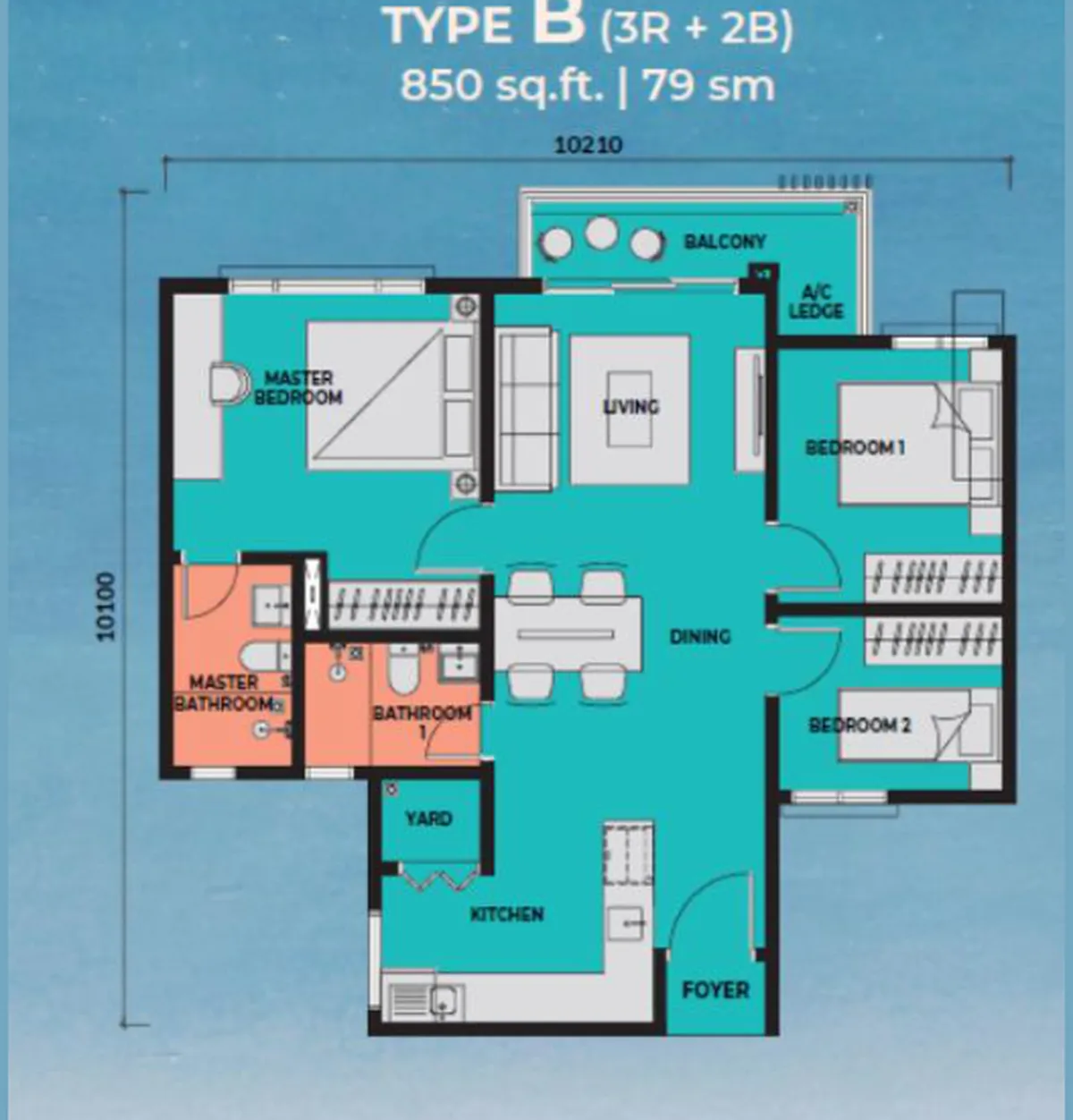 Sea Crestz @ Kuantan Waterfront Resort City floor plan Type B