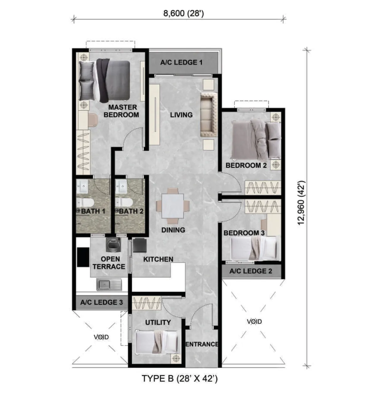 Alamanda Heights @ Seri Kembangan floor plan Type B & BM