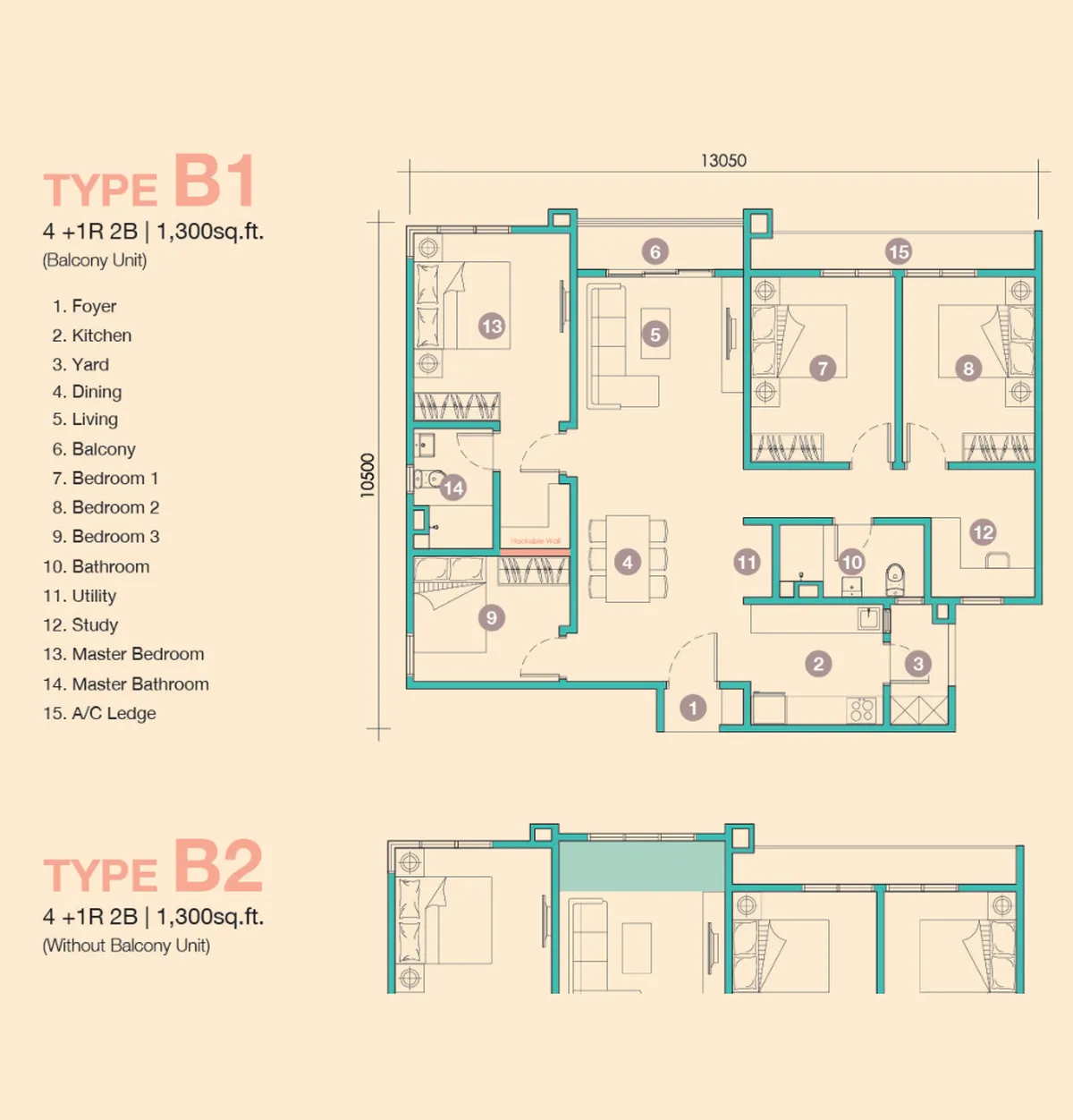 D'Tessera Residences @ Central Park Damansara 户型图 B1 / B2