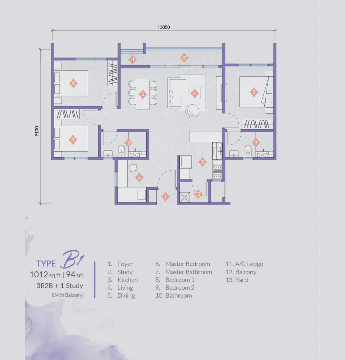 Veladaz Residences @ Bukit Jalil 户型图 B1