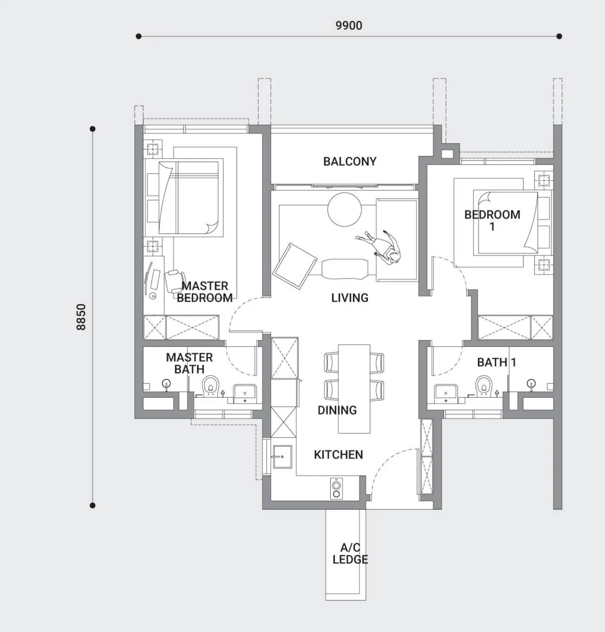 Enlace Suites 1 floor plan Type C