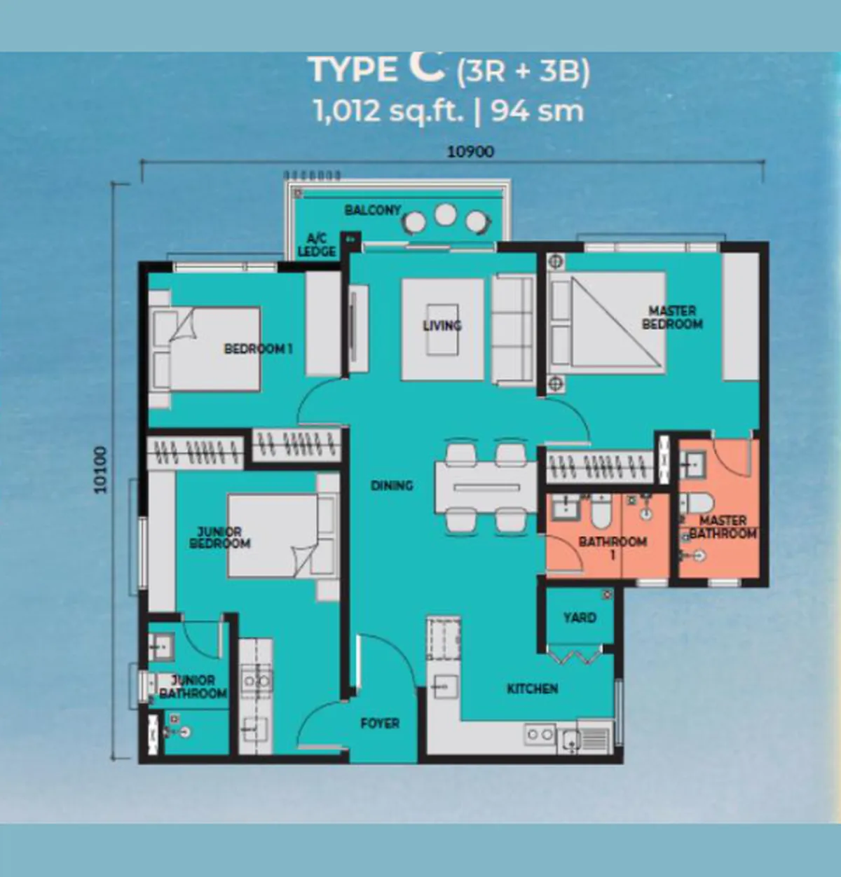 Sea Crestz @ Kuantan Waterfront Resort City floor plan Type C