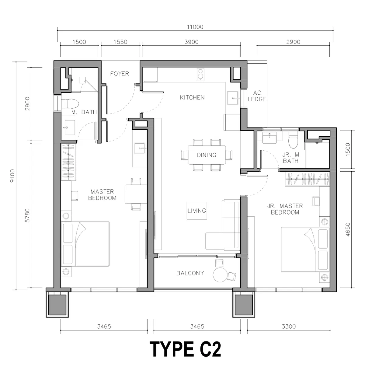 Enlace Suites 2 floor plan Type C2