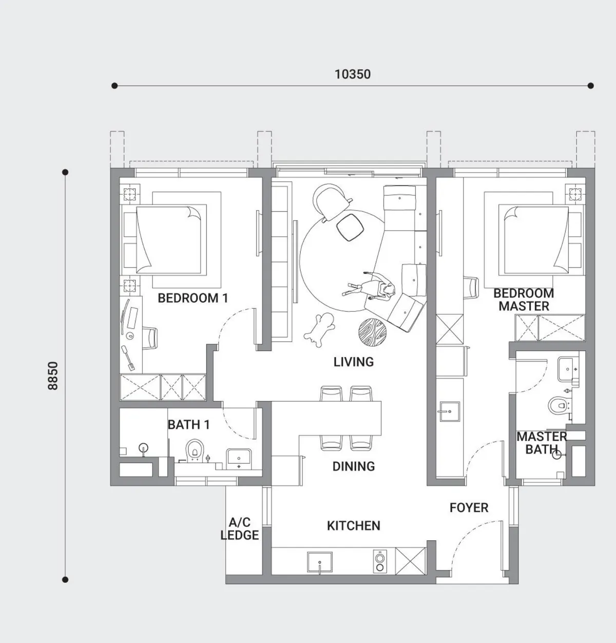 Enlace Suites 1 floor plan Type D