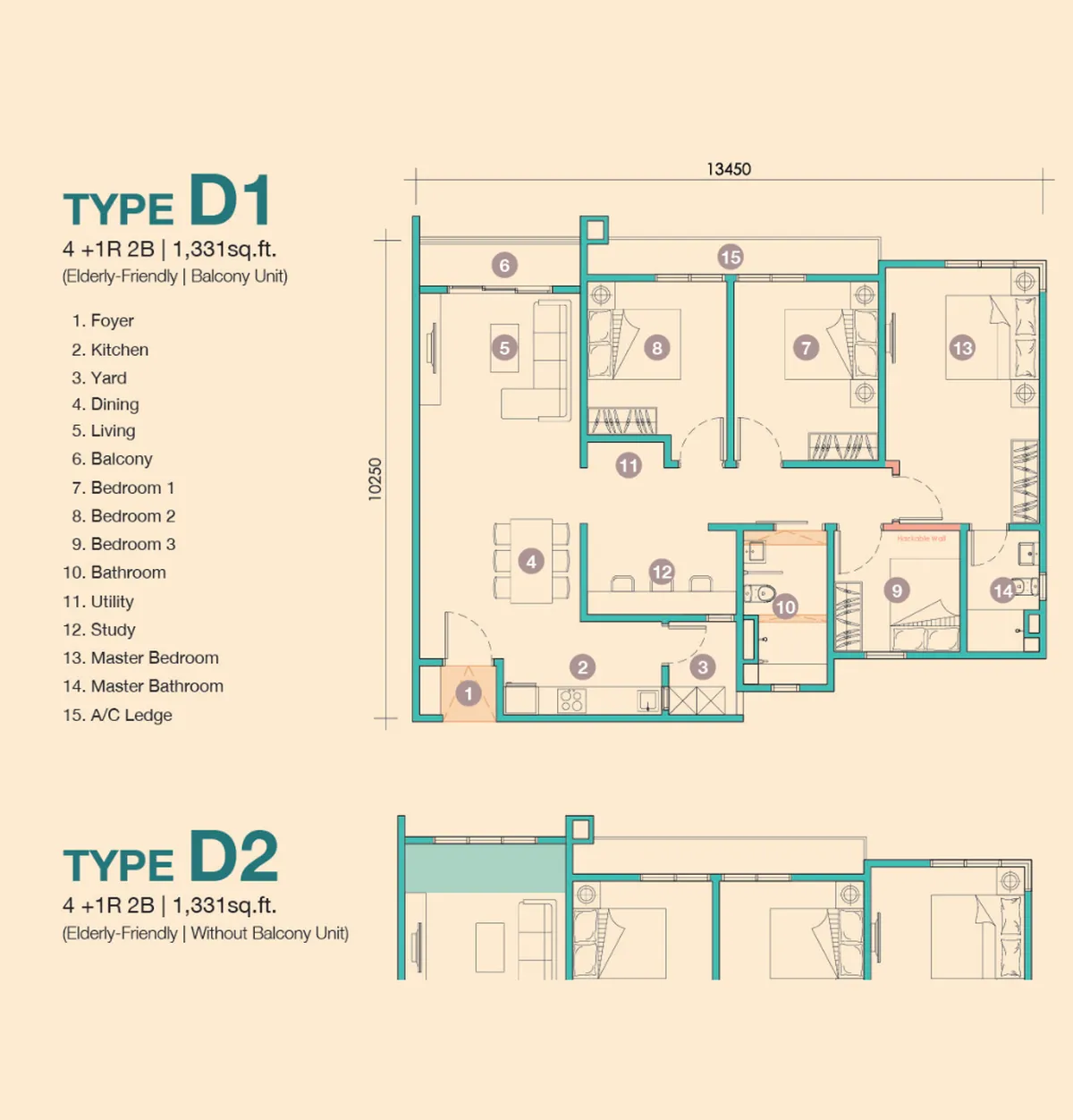 D'Tessera Residences @ Central Park Damansara 户型图 D1 / D2