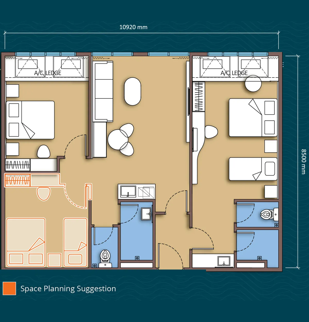 TagBay Suites floor plan Type ES (Executive Suite)