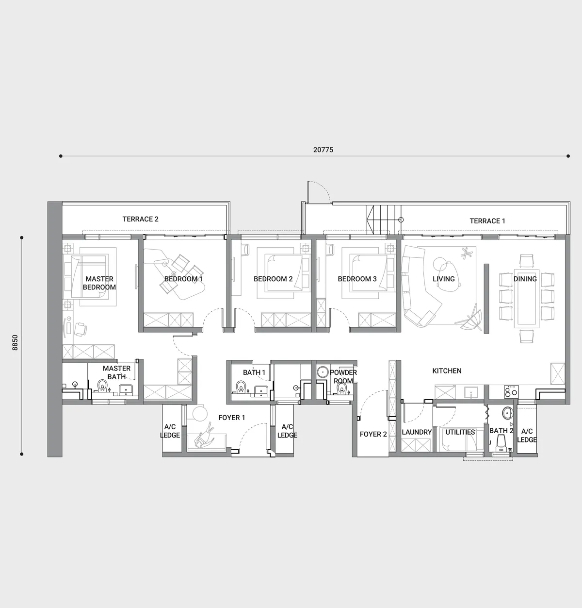 Enlace Suites 1 floor plan Type H Garden