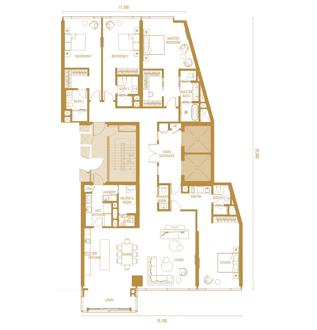Imperial Residences @ Pavilion Damansara Heights floor plan Type H1a (Dual Key)