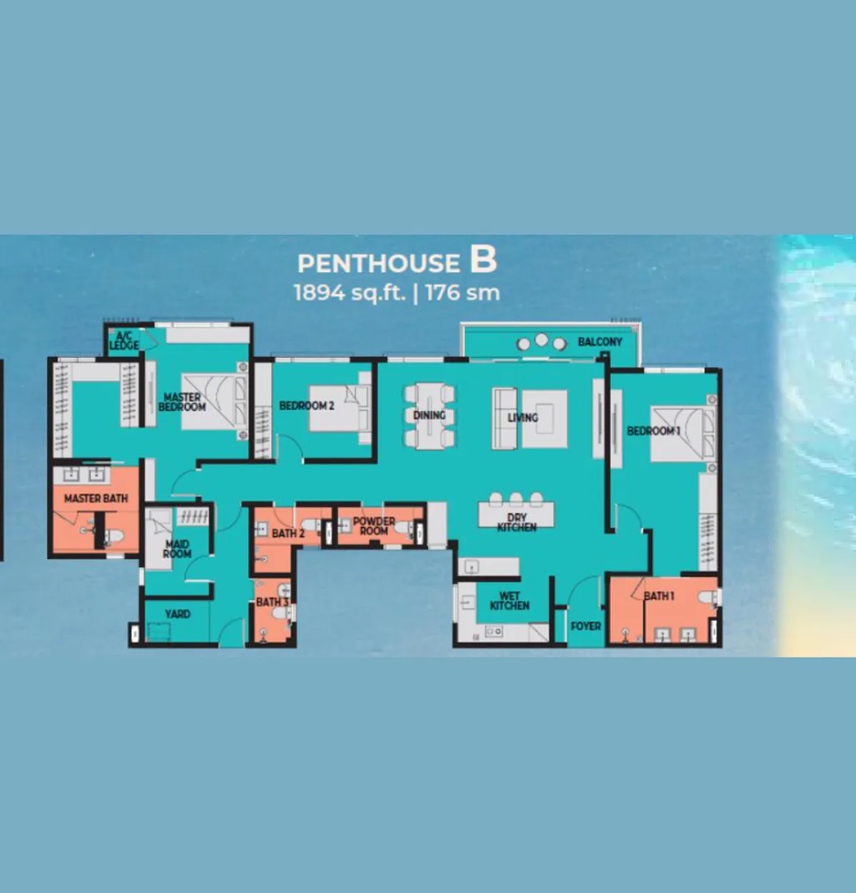 Sea Crestz @ Kuantan Waterfront Resort City floor plan Penthouse B